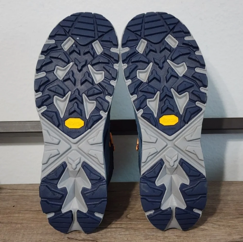 Hoka One One Blue with Orange Accent Trail Boots